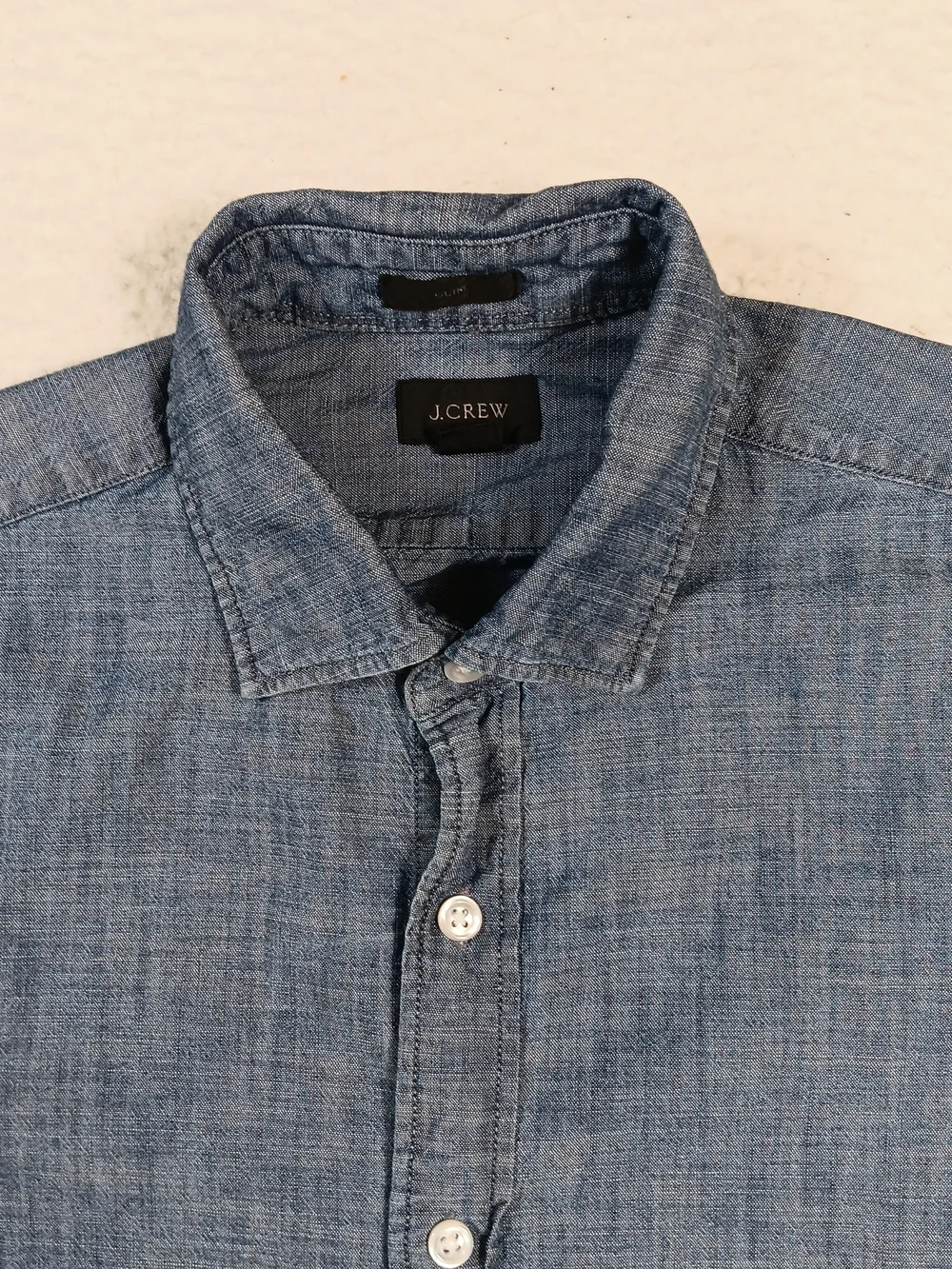 J Crew Shirt Mens Small Blue Chambray Slim Fit Long Sleeve Button Up Workwear
